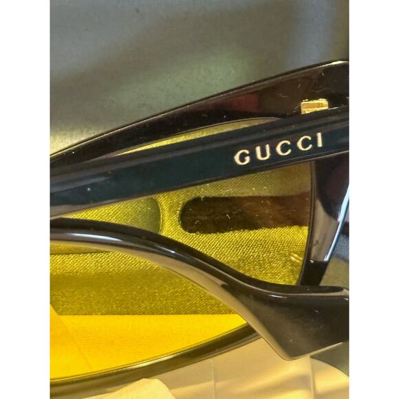 Gucci 58mm Cat Eye Sunglasses black with yellow lenses - Picture 10 of 11